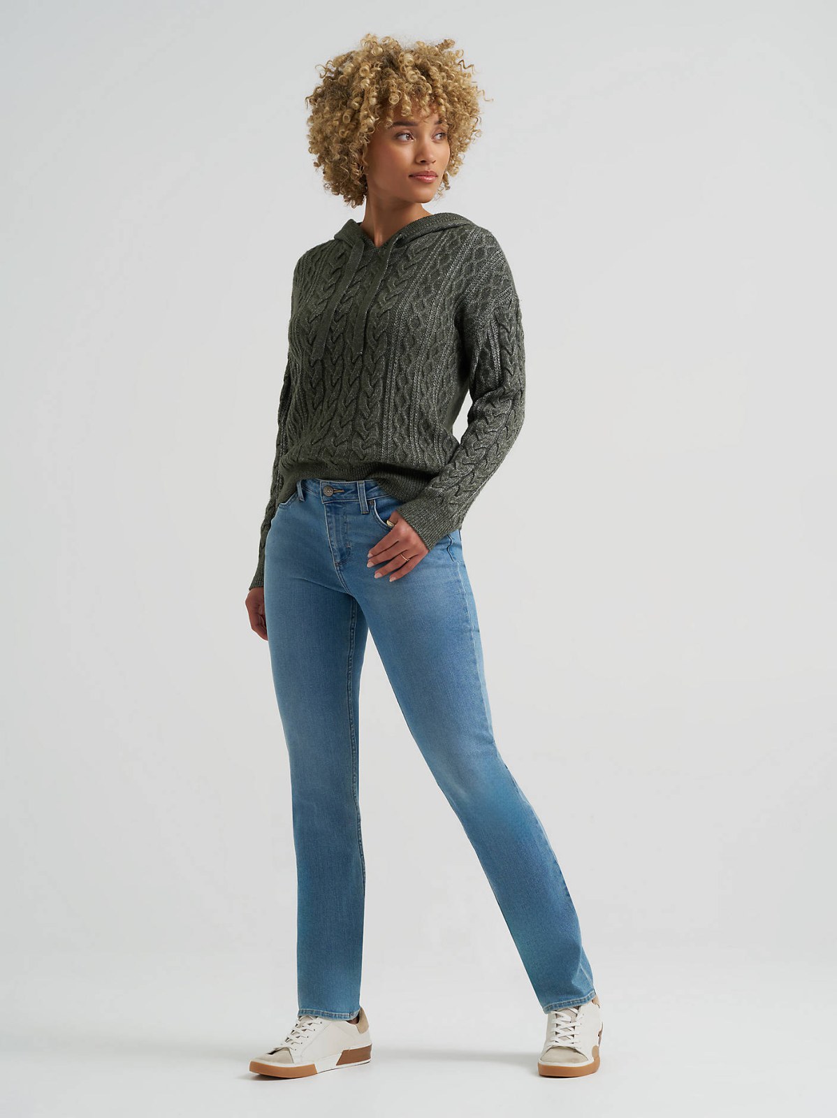 Women's Cable Knit Hooded Sweater - view 4