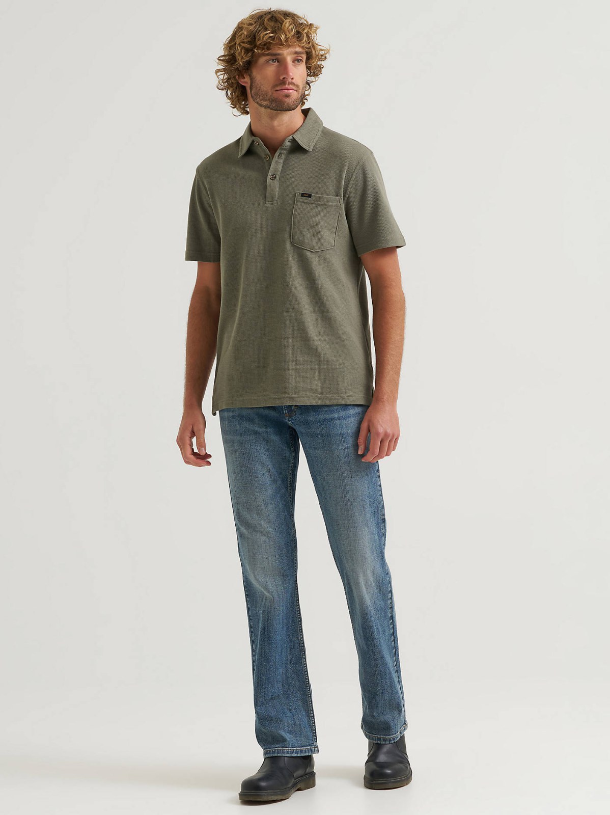 Men's Lightweight Waffle Knit Polo Shirt - view 4