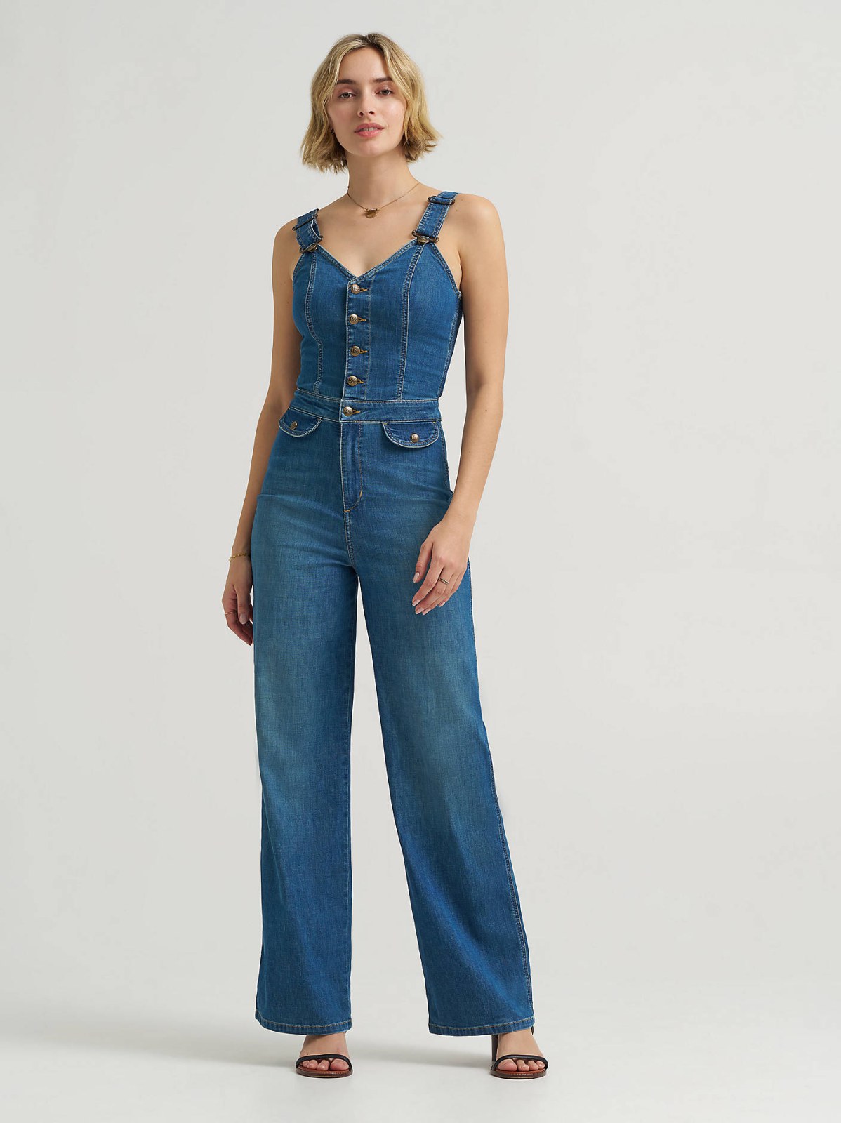 Women's Back Cut Out Denim Jumpsuit - view 7