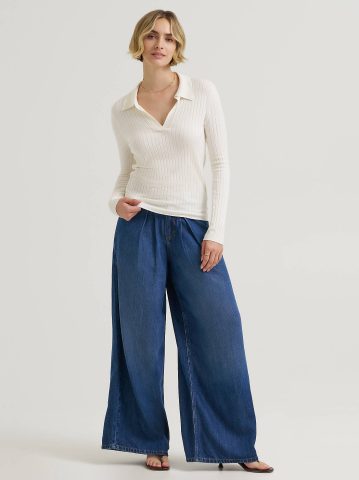 Women's Plaited Polo Sweater