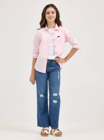 Girl's Plaid Button Down Shirt