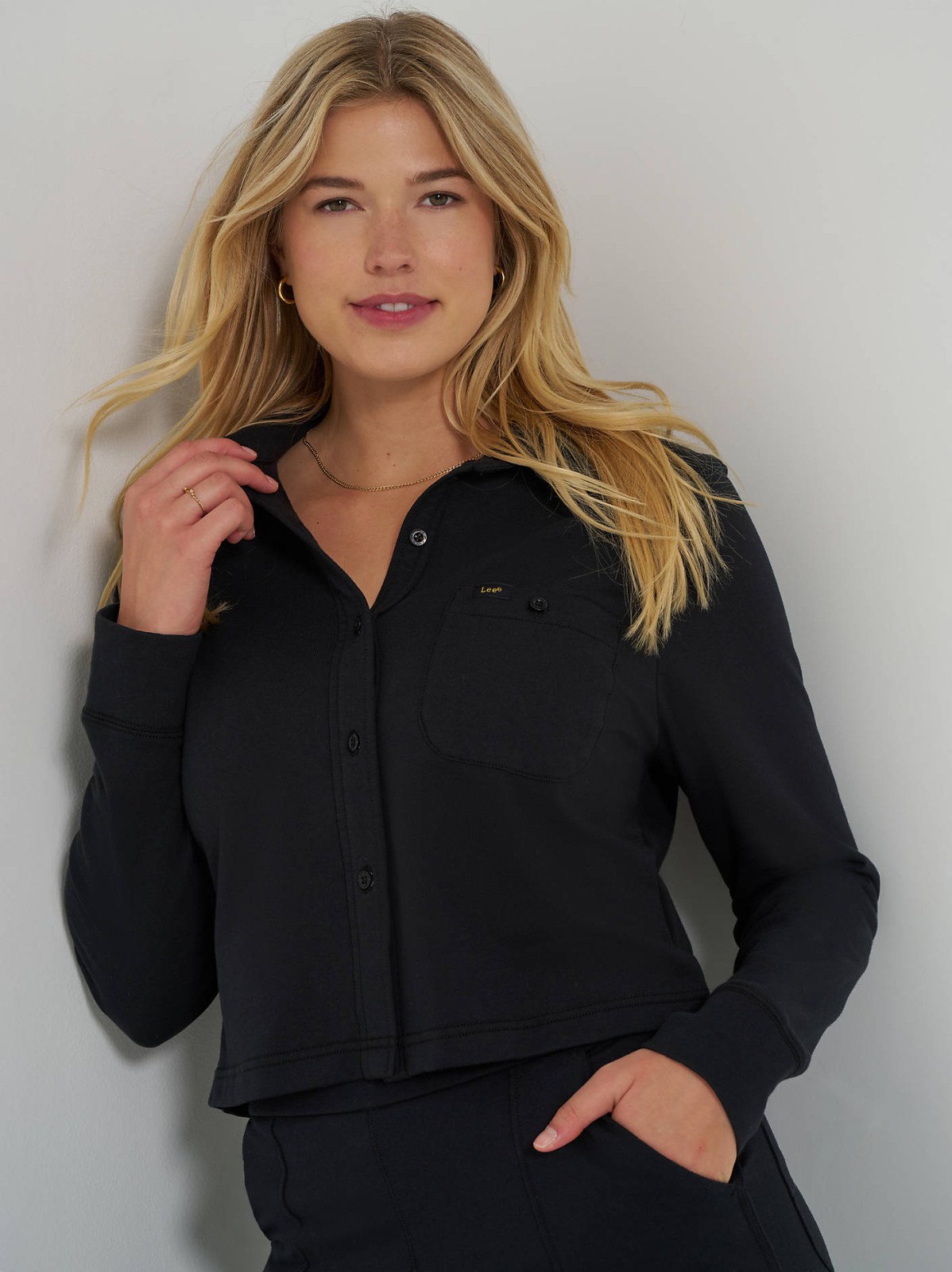 Women's All Purpose Solid Knit Button Down Shirt - view 4