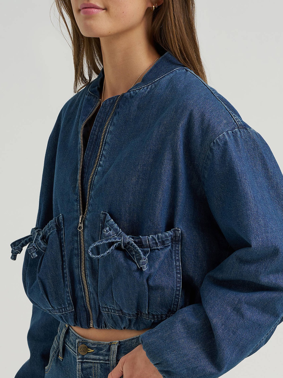 Women's Oversized Denim Bubble Jacket - view 4