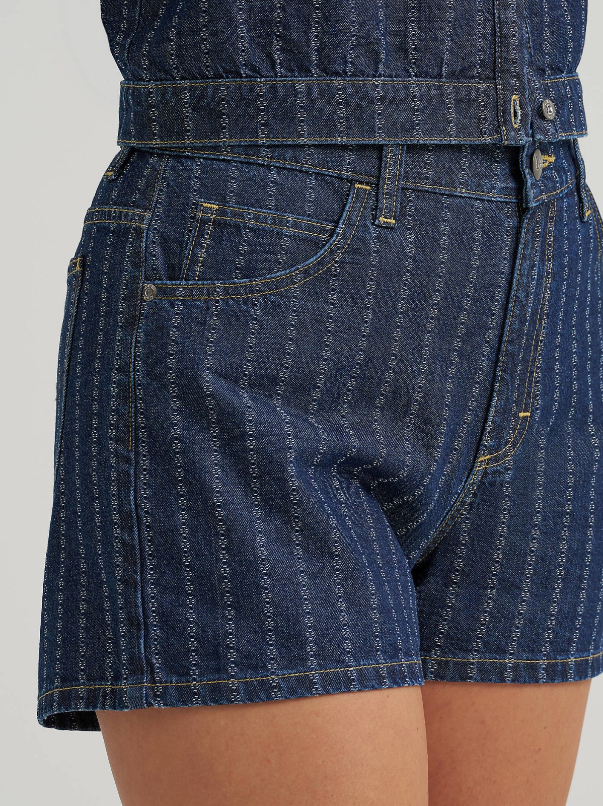 Women's 100% Cotton Classic Stripe Denim Short - view 7