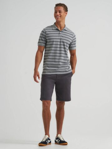 Men's Stripe Mini Pique Polo Shirt