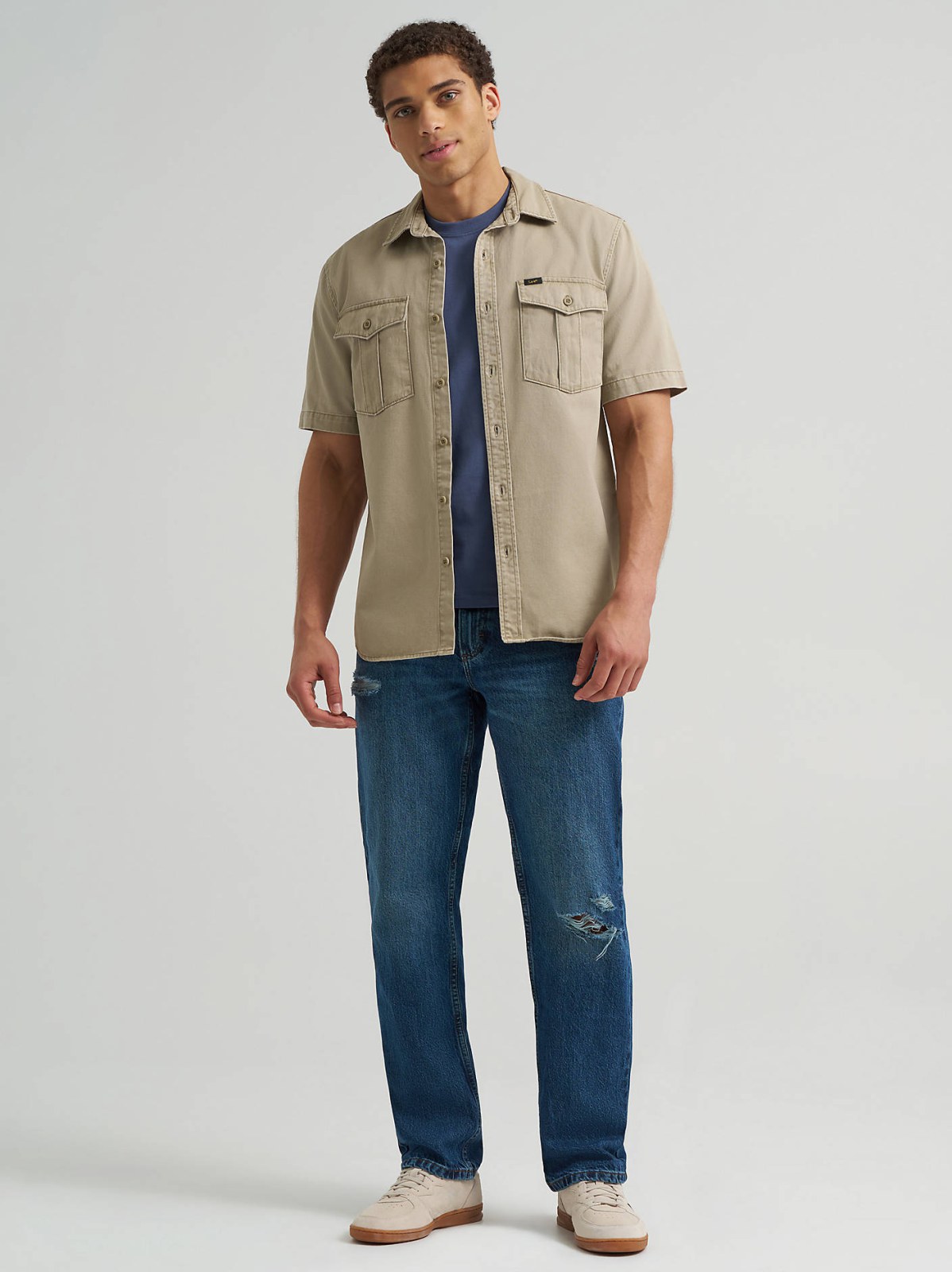 Men's Double Chest Patch Pocket Button Down Shirt - view 4