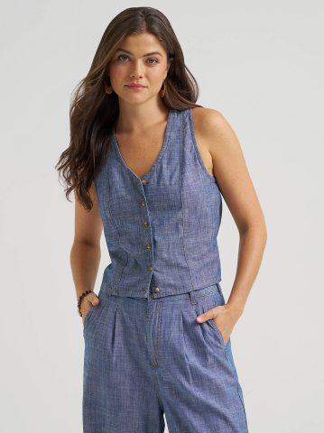 Women's Button Front Tie Vest Women's Button Front Tie Vest