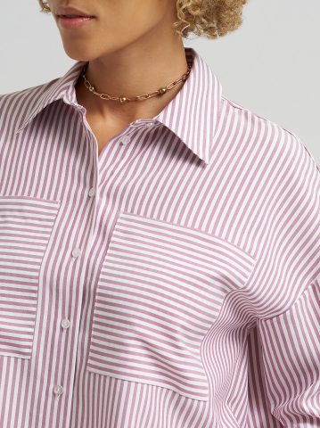 Women's Striped Crop Button Down Shirt