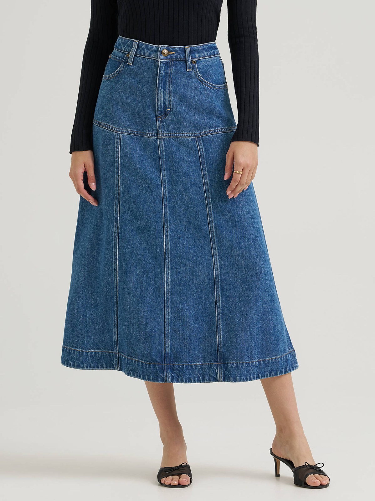 Women's LQD Seamed Denim Midi Skirt - view 3