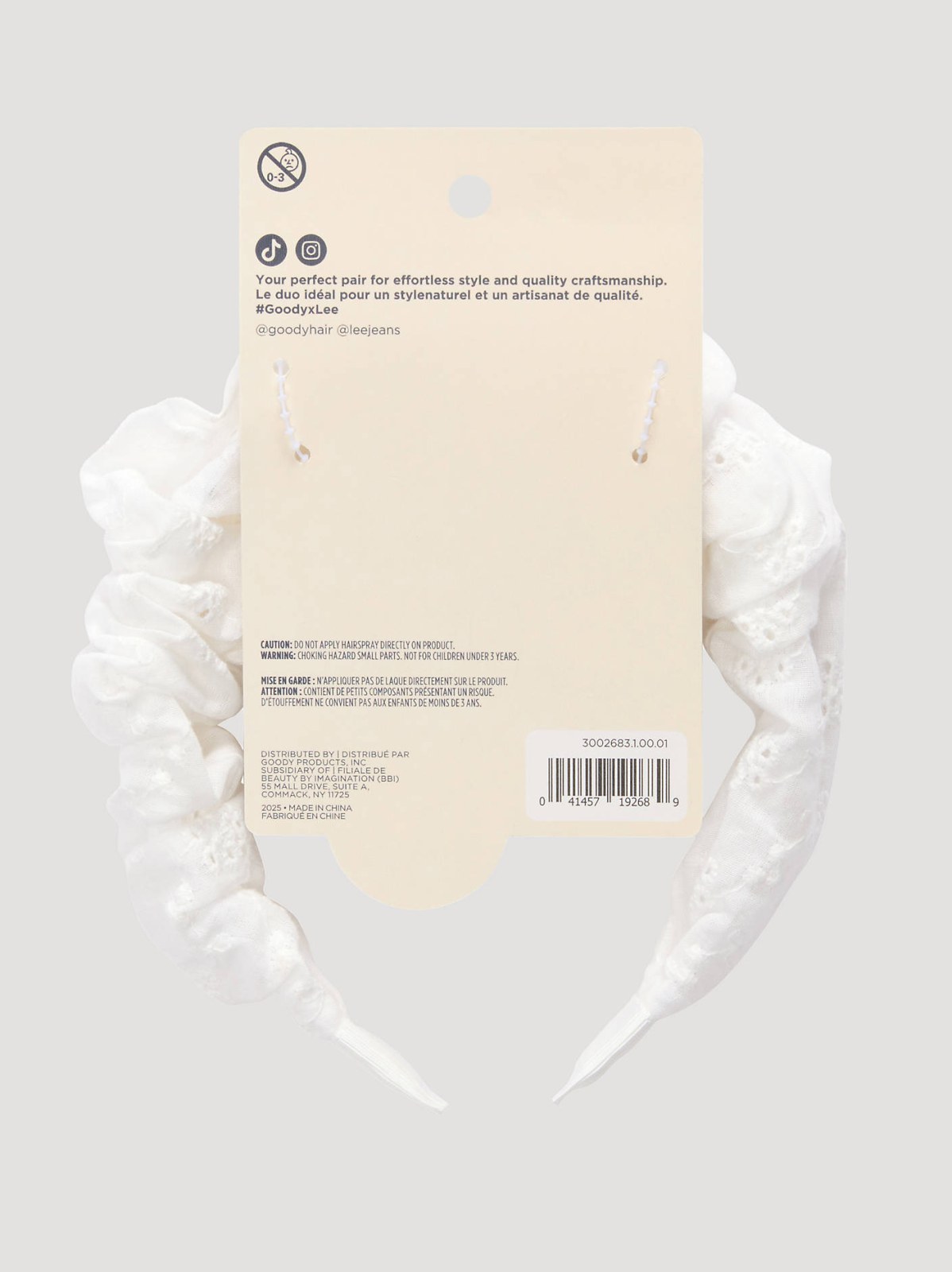 Women's Goody x Lee White Ruched Headband, 1ct - view 4