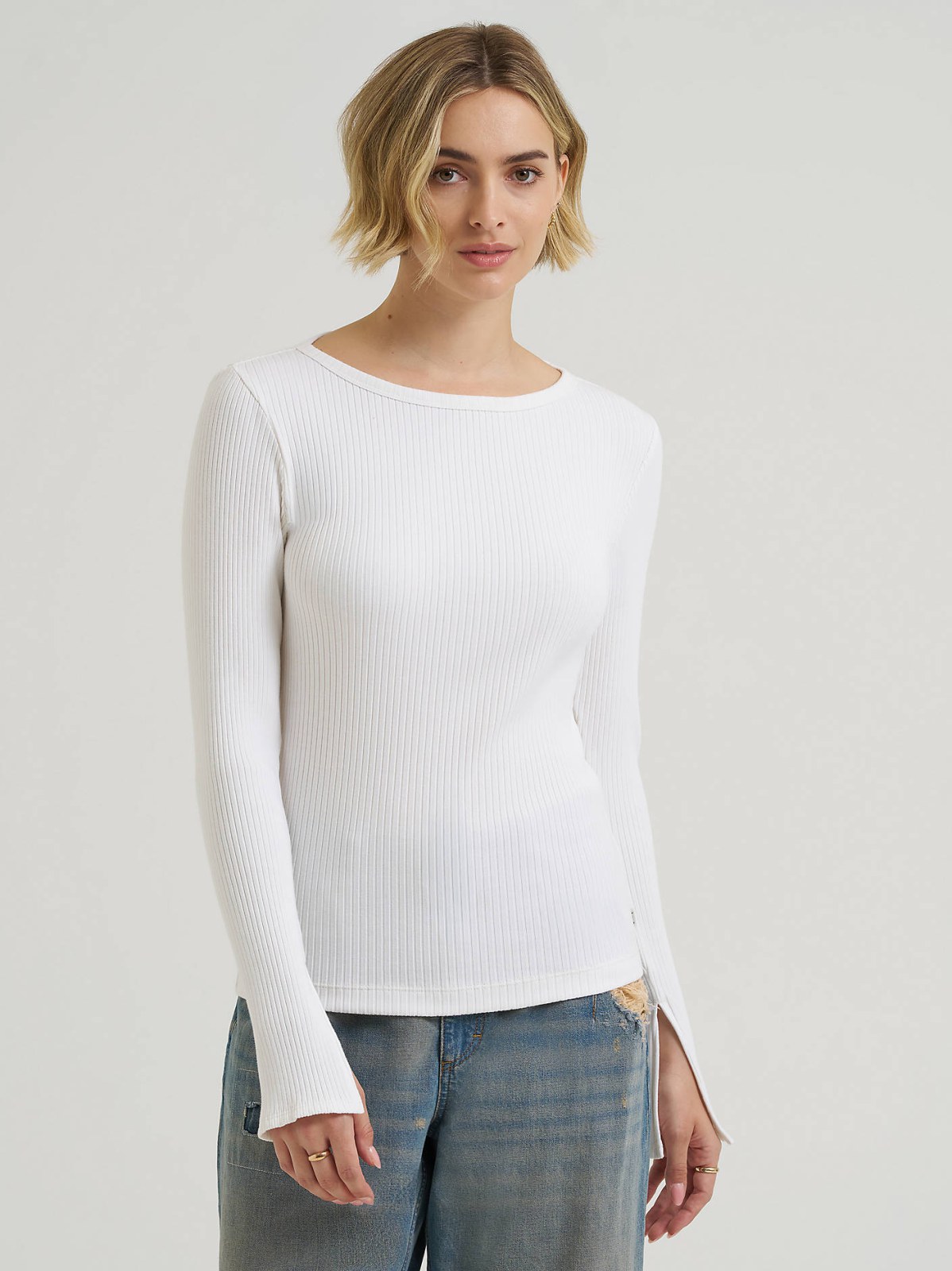 Women's Slit Sleeve Rib Knit Tee - view 5