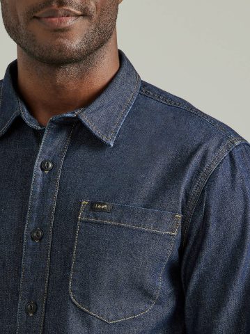 Men's Extreme Motion All Purpose Denim Button Down Shirt