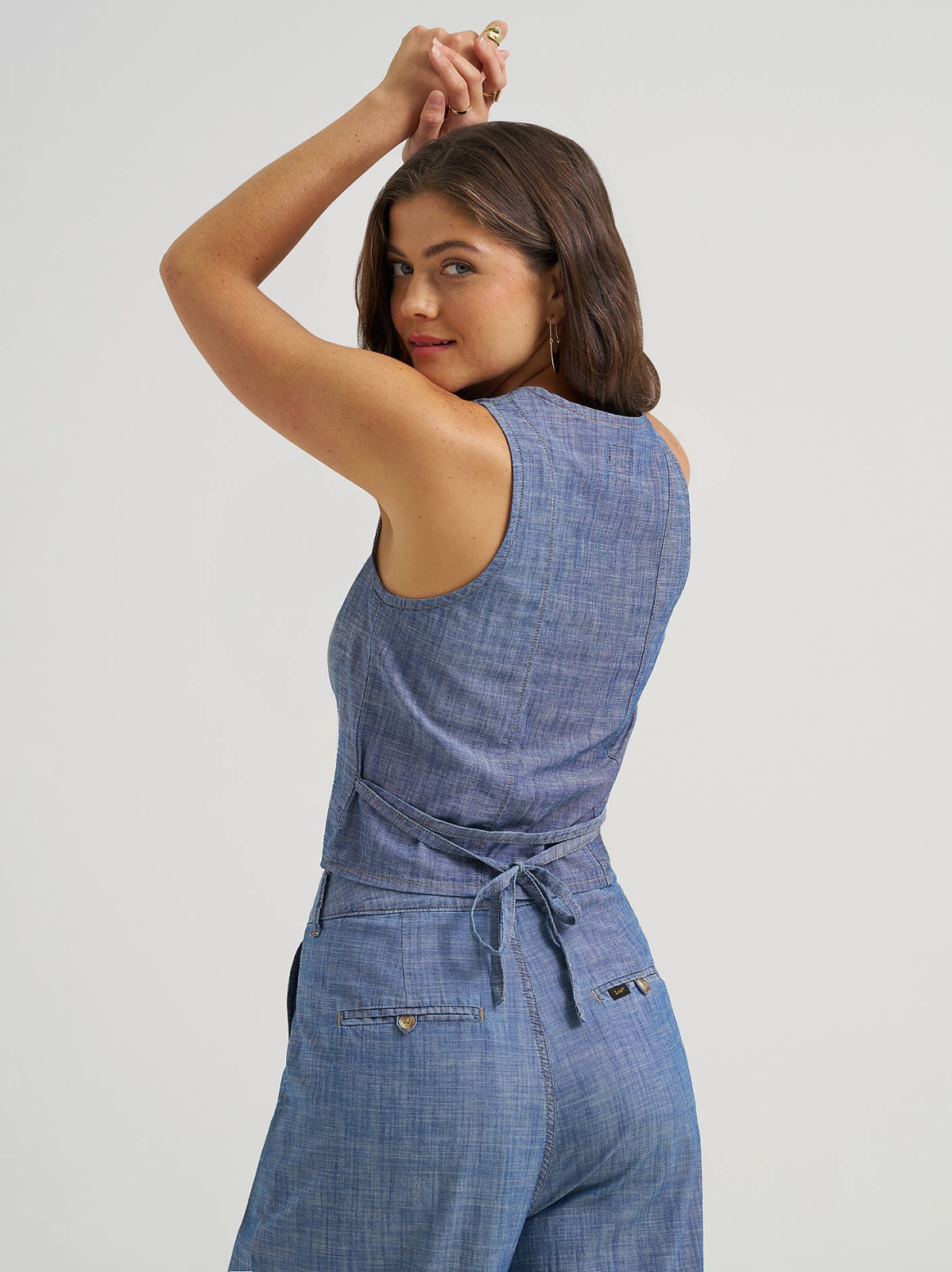 Women's Button Front Tie Vest - view 2