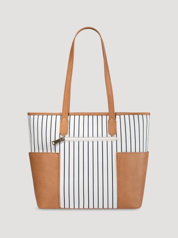 Women's Stripe Logo Tote With Side Pockets — alternate view