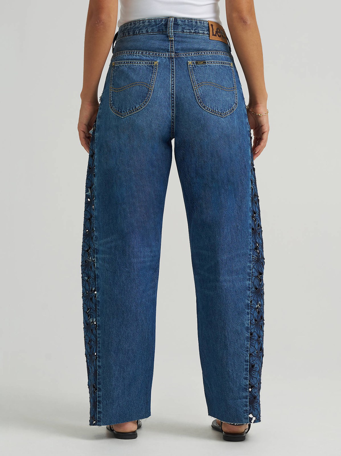Women's 100% Cotton Lace Side Seam Low Slung Barrel Rider™ Jean - view 4