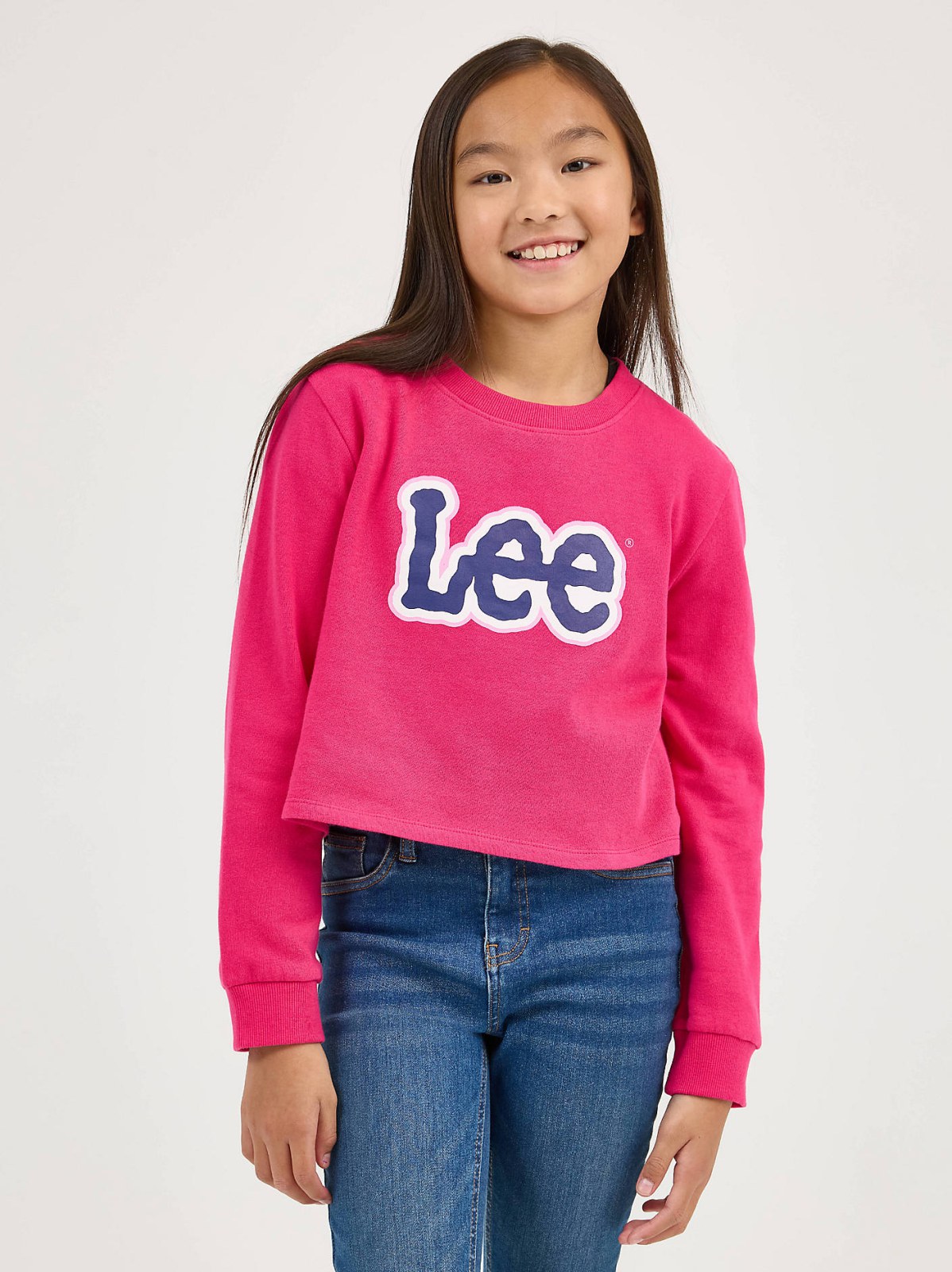 Girl's Crop Logo Crewneck