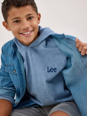 Boy's Oil Wash Hooded Jersey Logo Tee