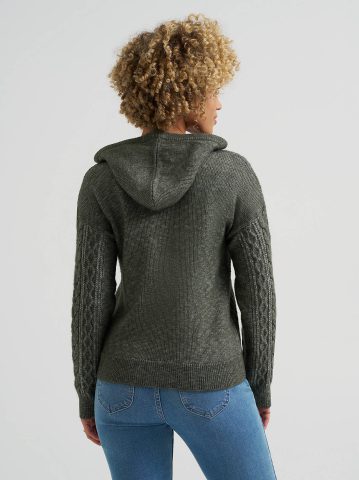 Women's Cable Knit Hooded Sweater