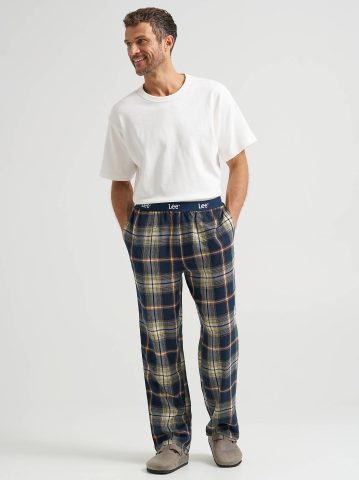 Men's Plaid Lounge Pant with Logo Waistband