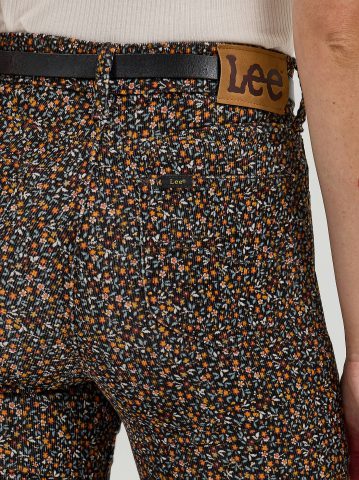 Women's High Rise Floral Print Corduroy Flare Jean
