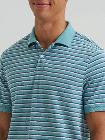 Men's Stripe Mini Pique Polo Shirt