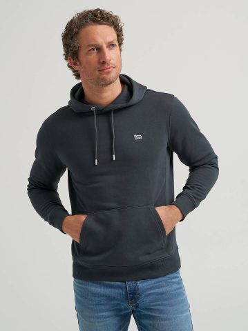 Men's Logo Patch Solid Hoodie Men's Logo Patch Solid Hoodie