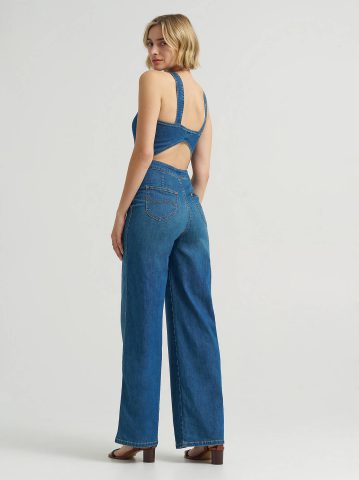 Women's Back Cut Out Denim Jumpsuit — alternate view