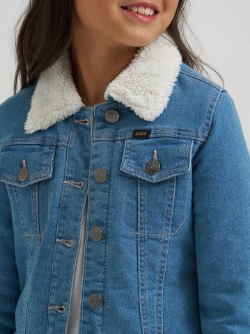 Girl's Sherpa Collar Denim Trucker Jacket