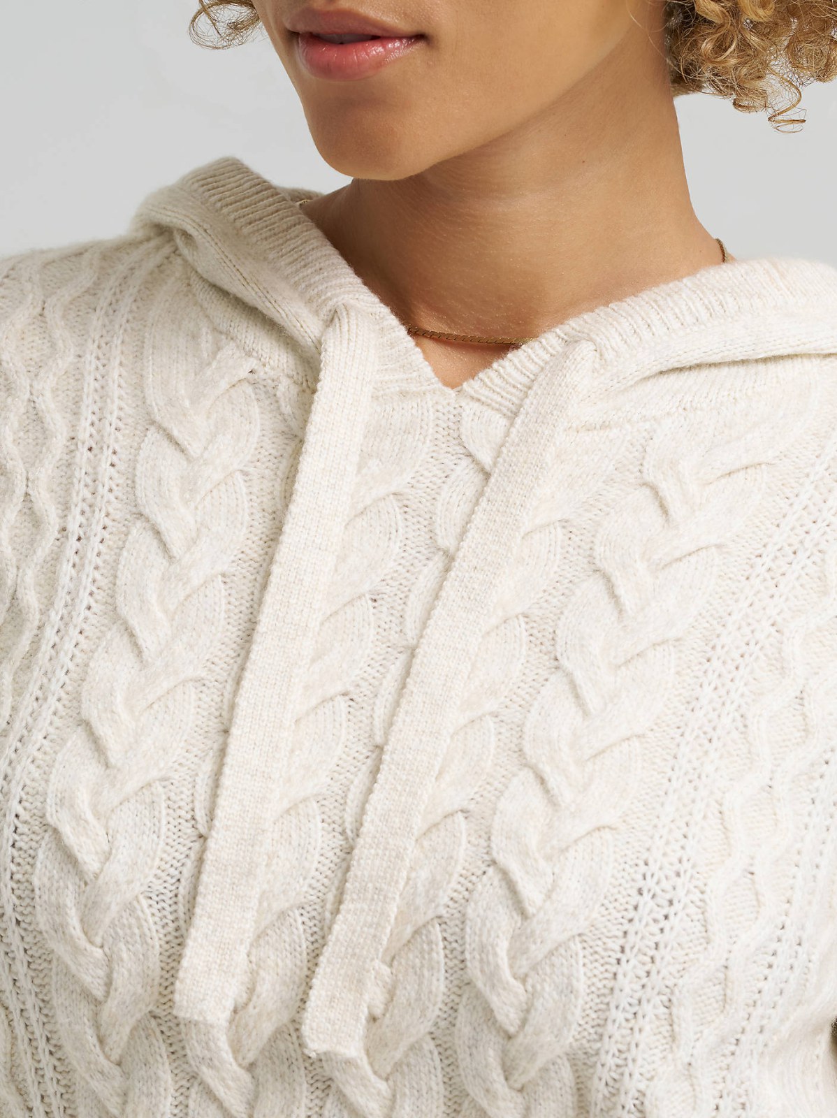 Women's Cable Knit Hooded Sweater - view 3