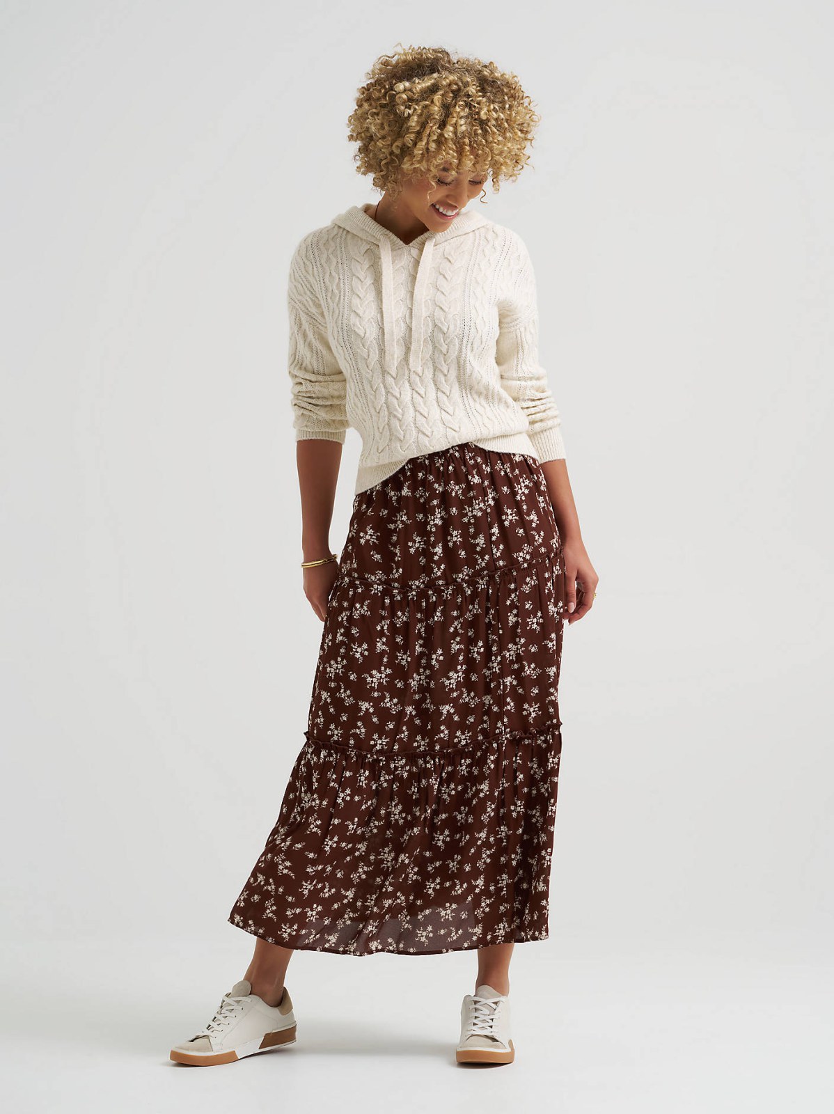 Women's Cable Knit Hooded Sweater - view 4