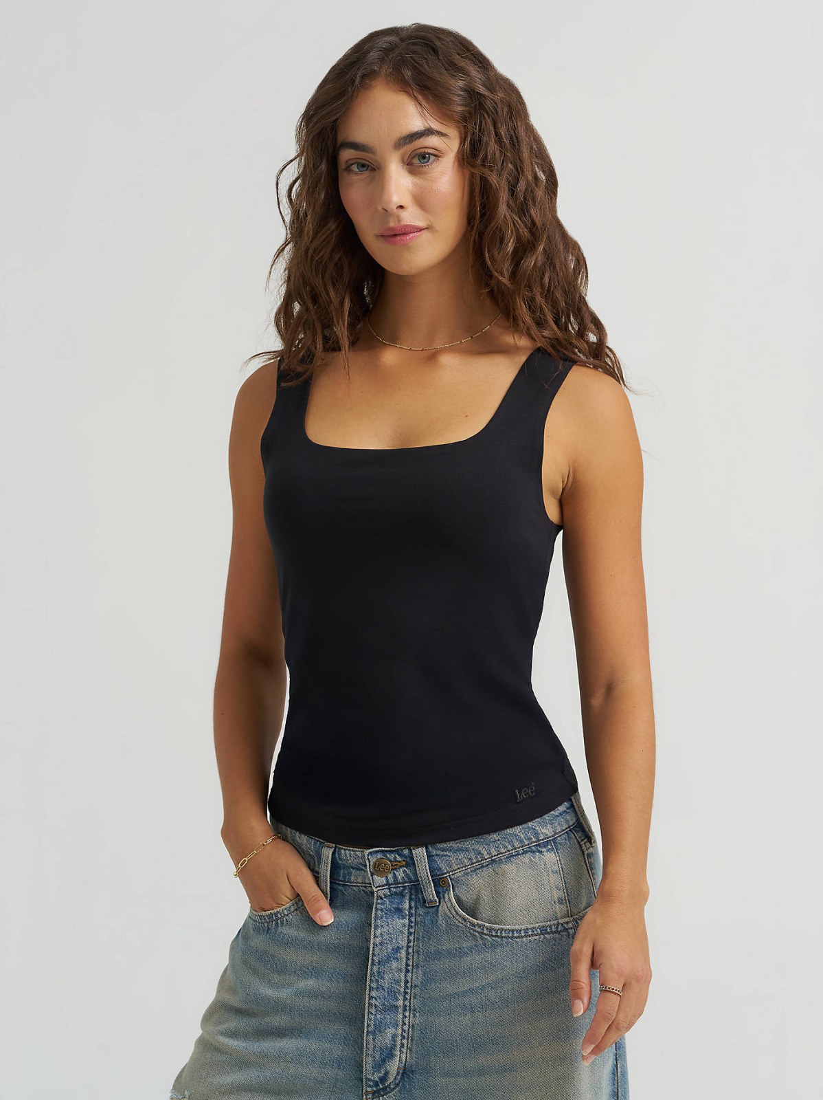 Women's Solid Square Neck Tank Top