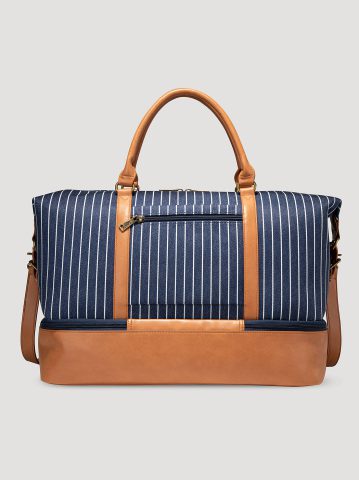 Women's Striped Denim Duffle Bag