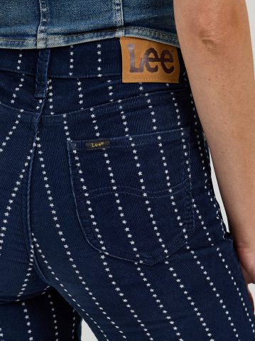 Women's High Rise Stars and Stripes Corduroy Flare Jean
