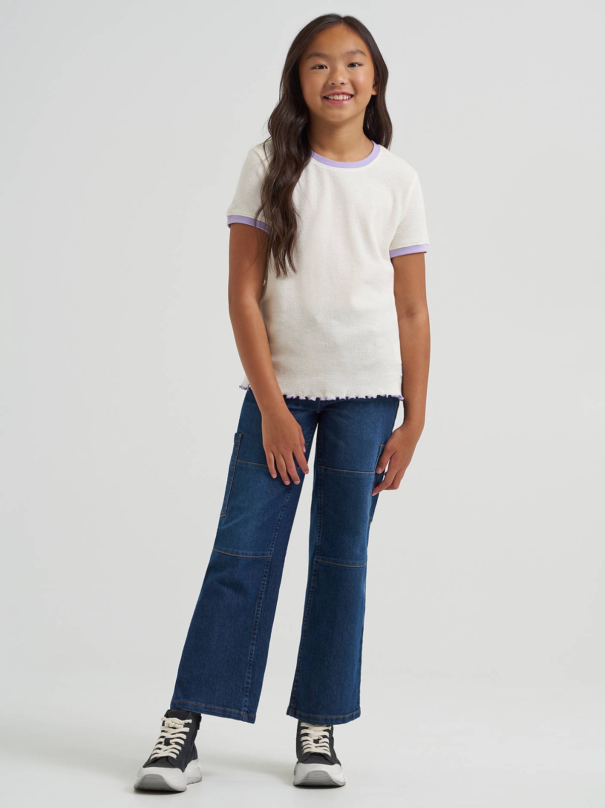 Girl's Ringer Waffle Texture Tee - view 4
