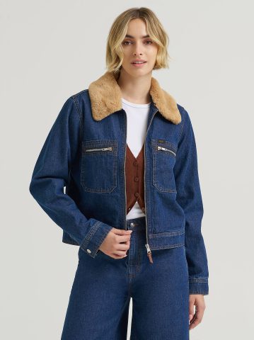 Women's Premium Removable Fur Collar Denim Jacket
