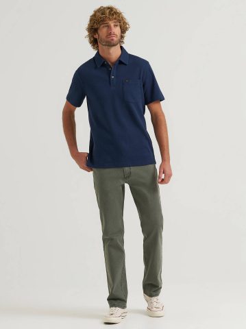 Men's Lightweight Waffle Knit Polo Shirt