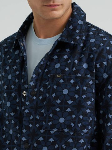 Men's Geo Snap Front Denim Jacket