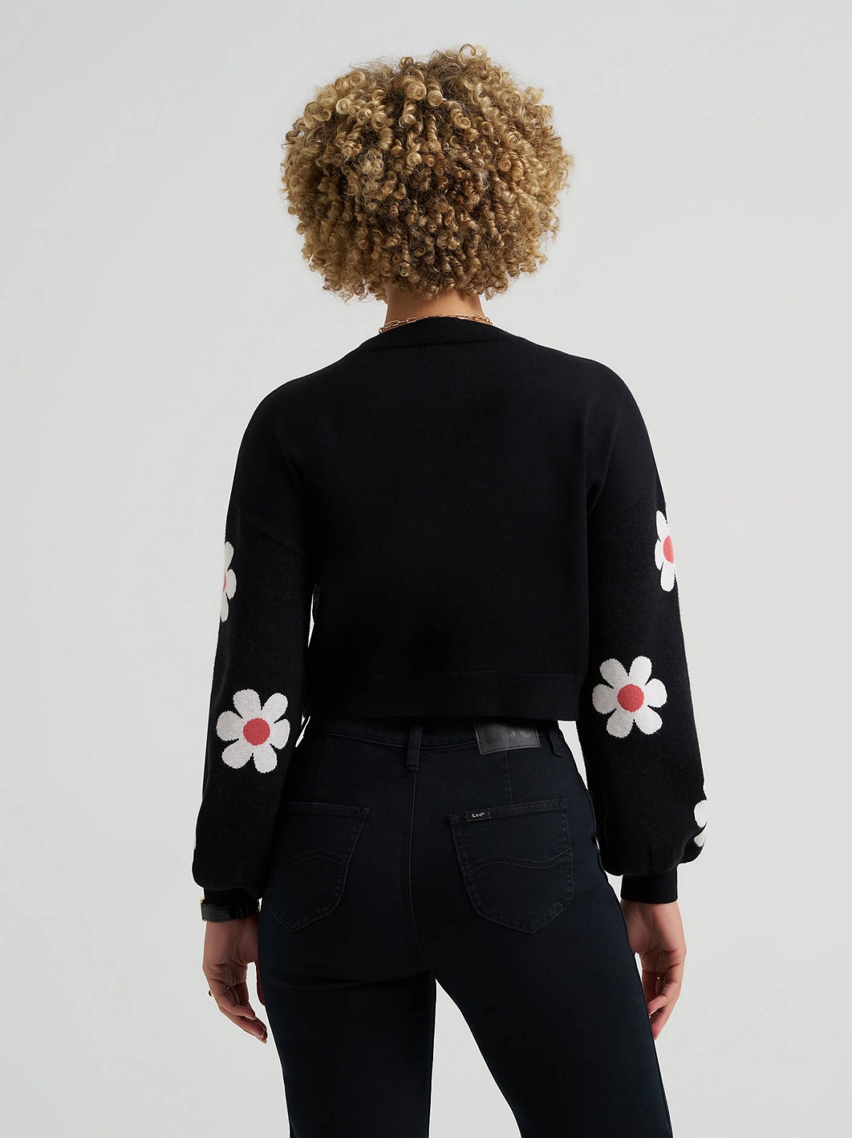 Women's Daisy Print Sleeve Crop Sweater - view 2