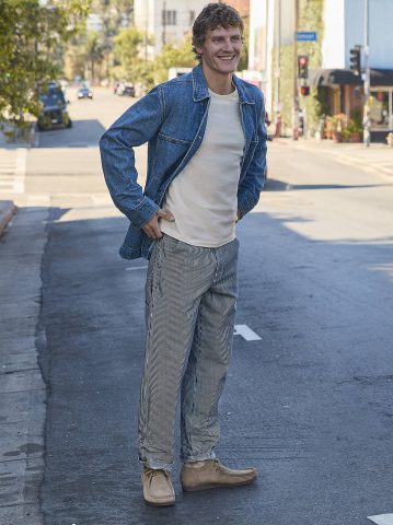 Men's Legendary Railroad Stripe Loose Carpenter Jean