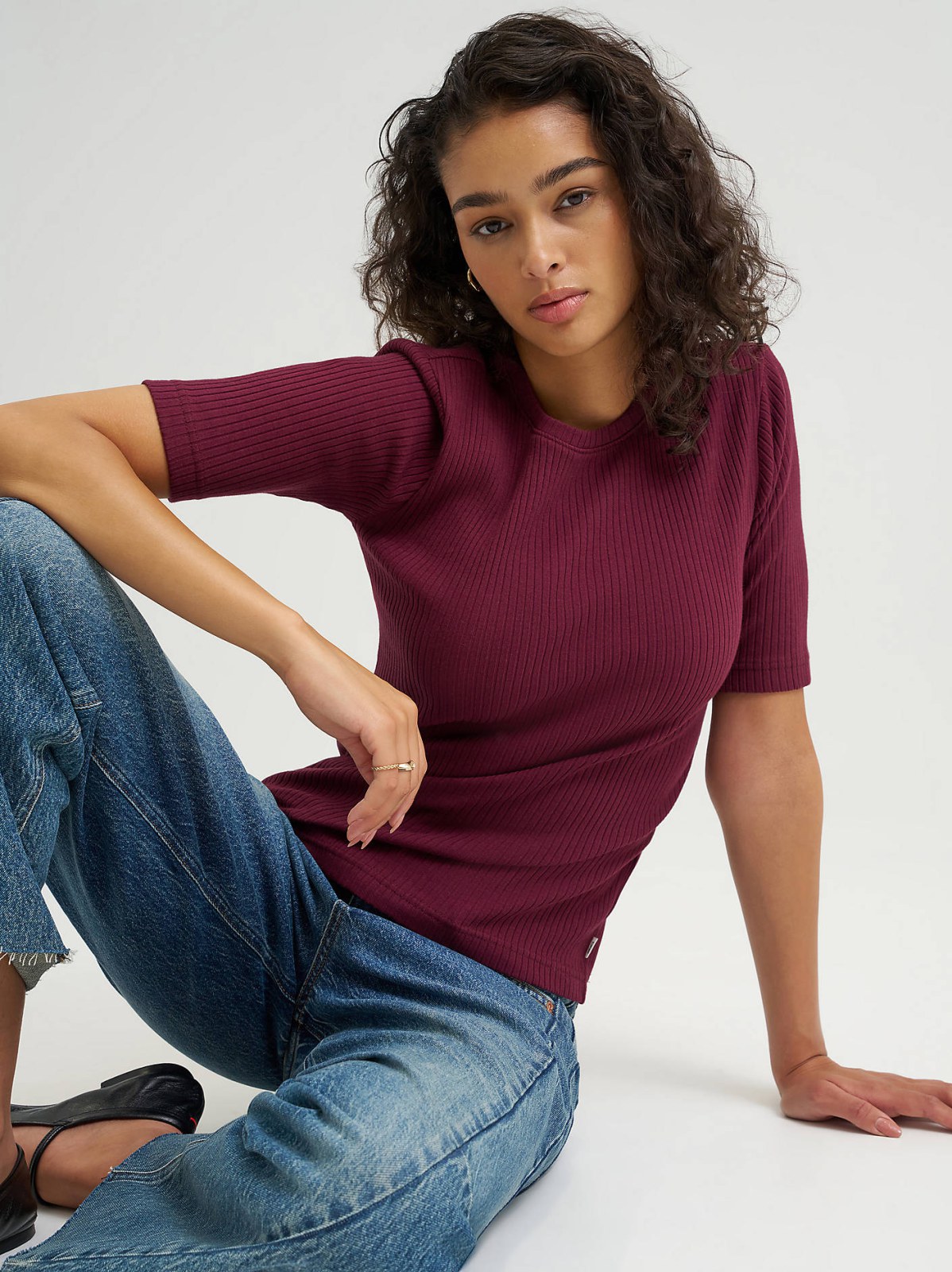 Women's Fitted Rib Knit Tee - view 4