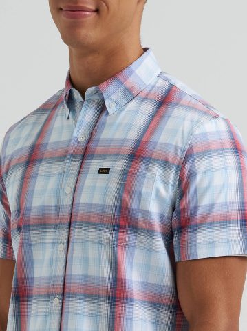 Men's One Pocket Plaid Button Down Shirt