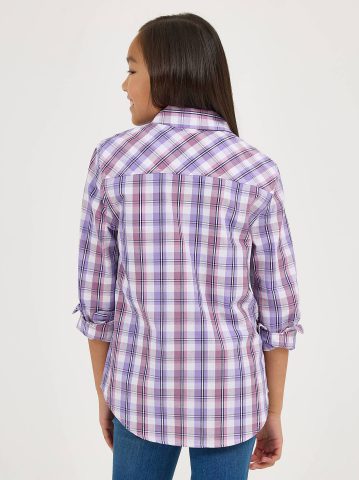 Girl's Plaid Button Down Shirt — alternate view