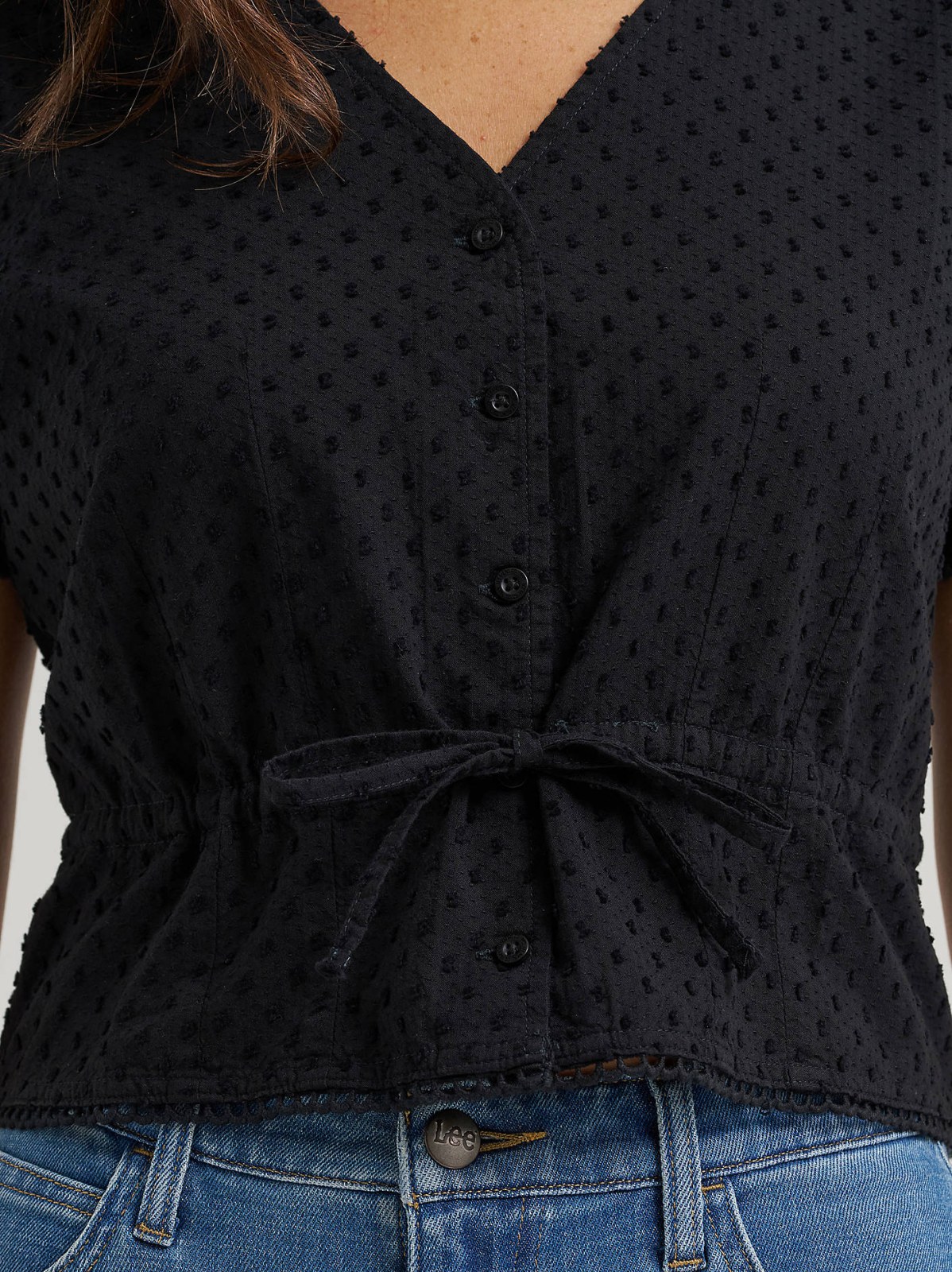 Women's Button Front Tie Top - view 3