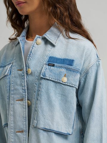 Women's Oversized Double Pocket Utility Overshirt